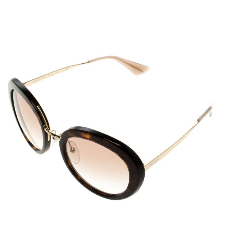 Pre Owned Prada Burgundy SPR16Q Round Sunglasses