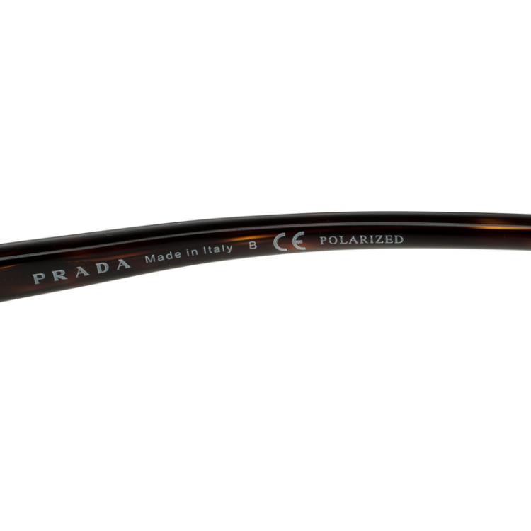 Pre Owned Prada Brown Tortoise Frame SPR01O Cat Eye Sunglasses