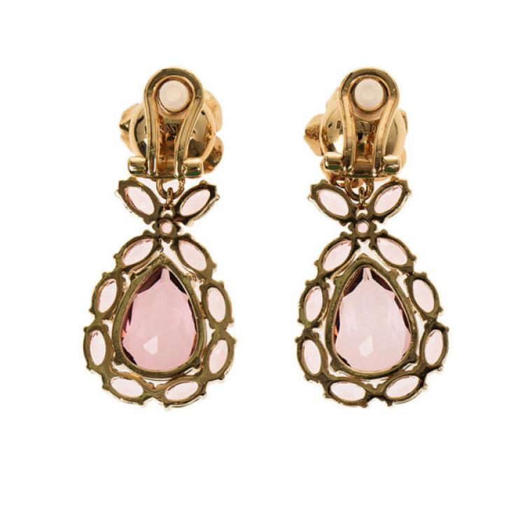 Pre Owned Prada Rose Crystal Earrings