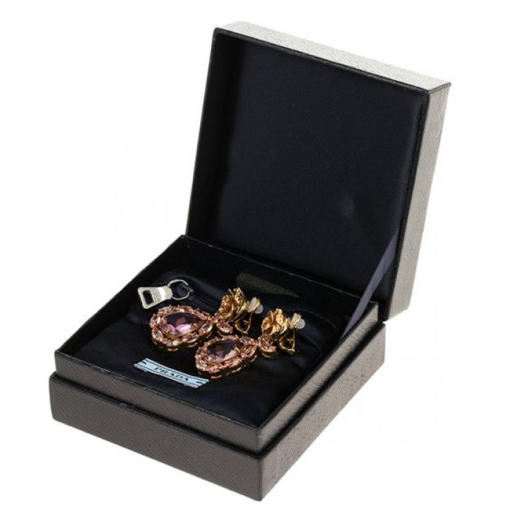 Pre Owned Prada Rose Crystal Earrings