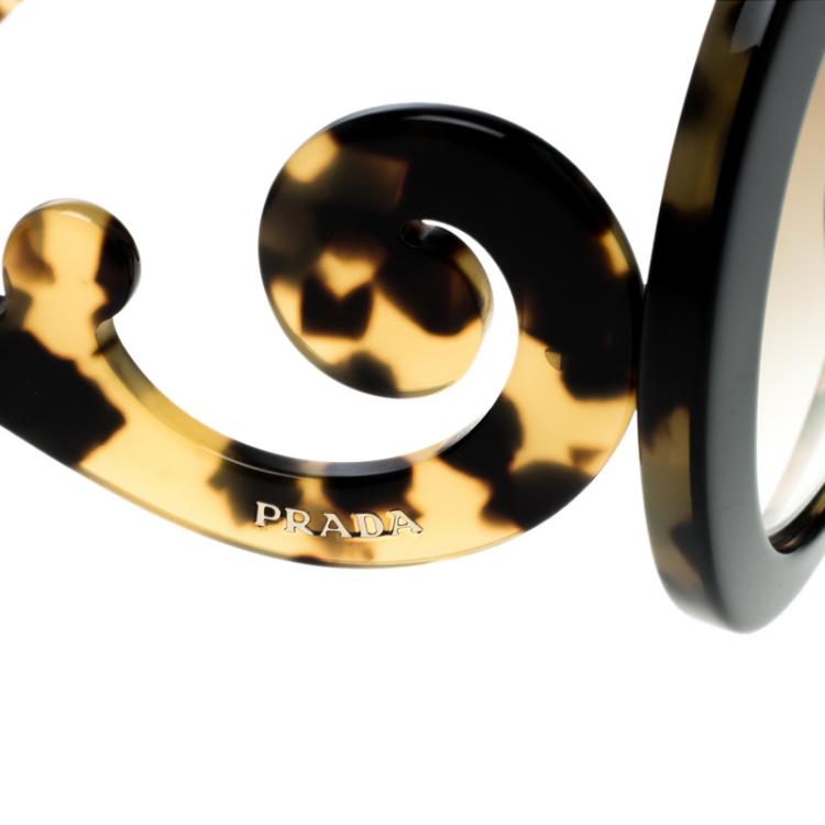 Pre Owned Prada Black on Havana SPR27NS Baroque Round Sunglasses