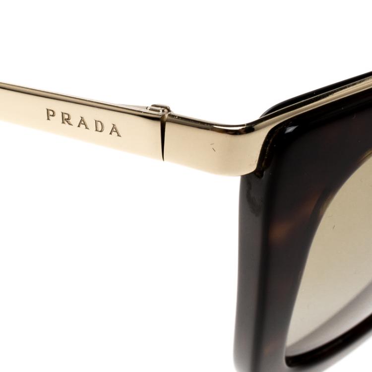 Pre Owned Prada Dark Brown Havana/Gold SPR 53S Butterfly Sunglasses