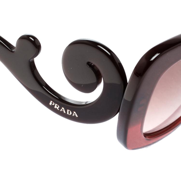 Pre Owned Prada Burgundy SPR 270 Baroque Butterfly Sunglasses