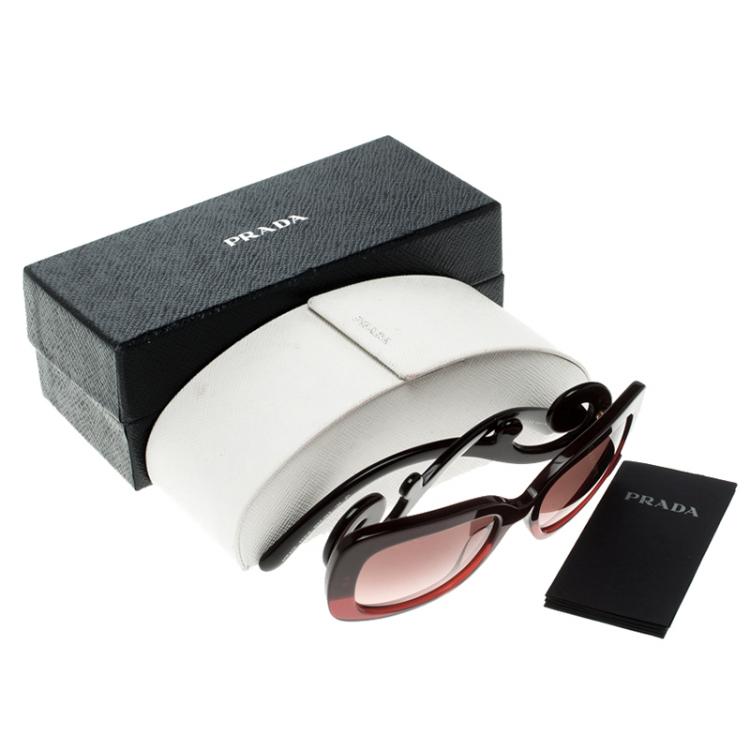 Pre Owned Prada Burgundy SPR 270 Baroque Butterfly Sunglasses