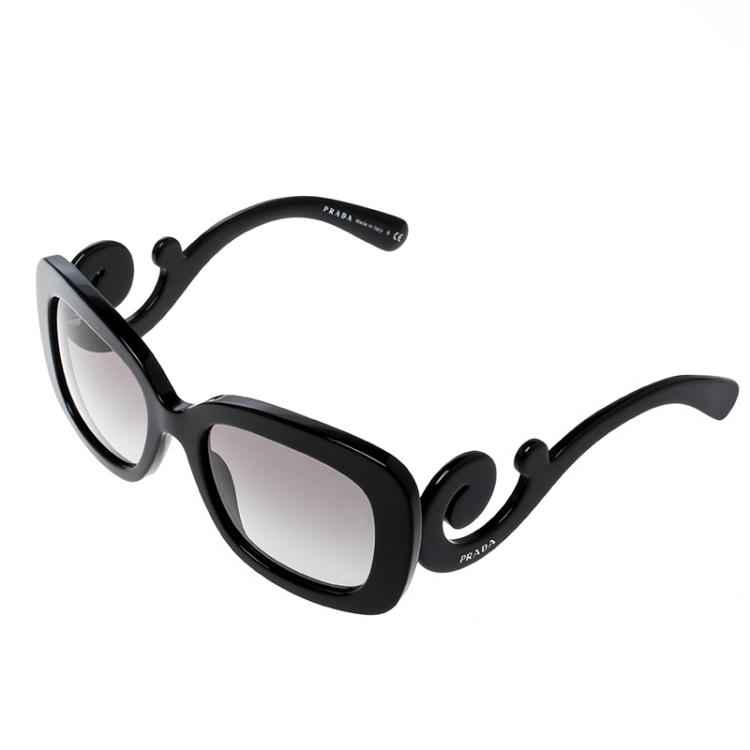 Pre Owned Prada Black/Black Gradient Baroque SPR27O Square Sunglasses