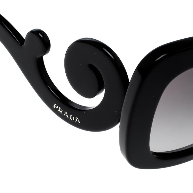 Pre Owned Prada Black/Black Gradient Baroque SPR27O Square Sunglasses