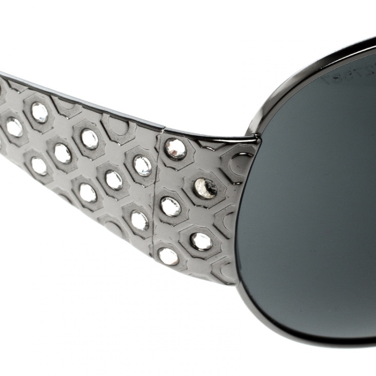 Pre Owned Prada Grey/Black SPR 65I Aviator Sunglasses