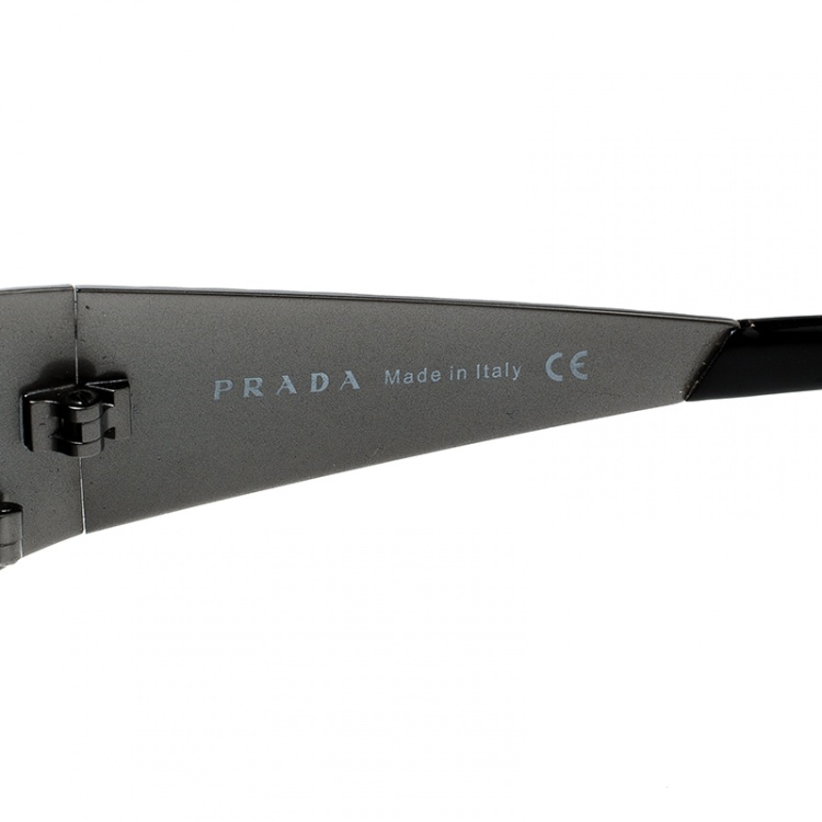 Pre Owned Prada Grey/Black SPR 65I Aviator Sunglasses