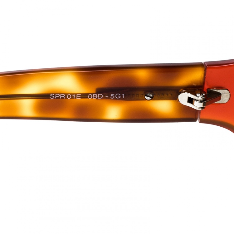 Pre Owned Prada Red Orange/Black SPR01E Square Sunglasses 