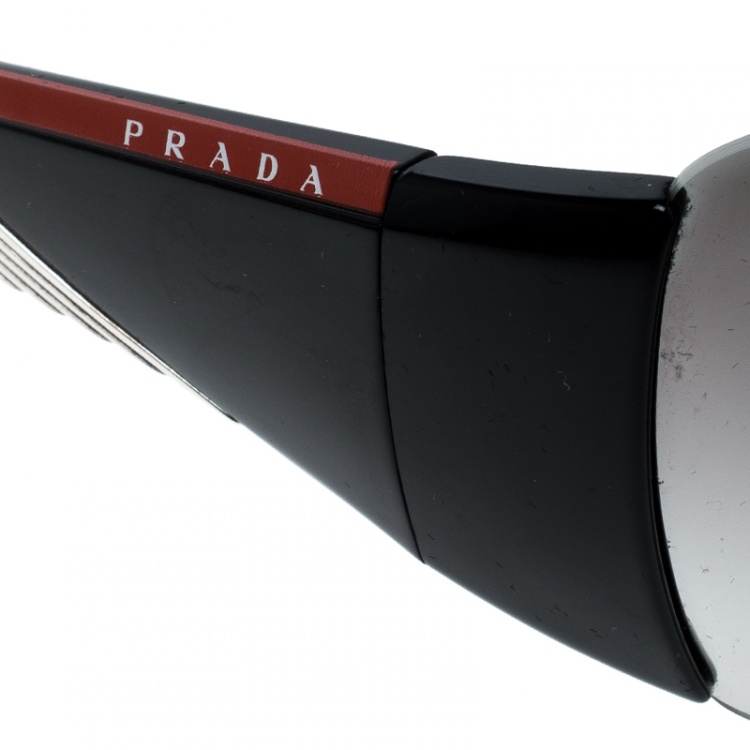 Pre Owned Prada Black/Black Gradient SPS07H Sport Shield Sunglasses 