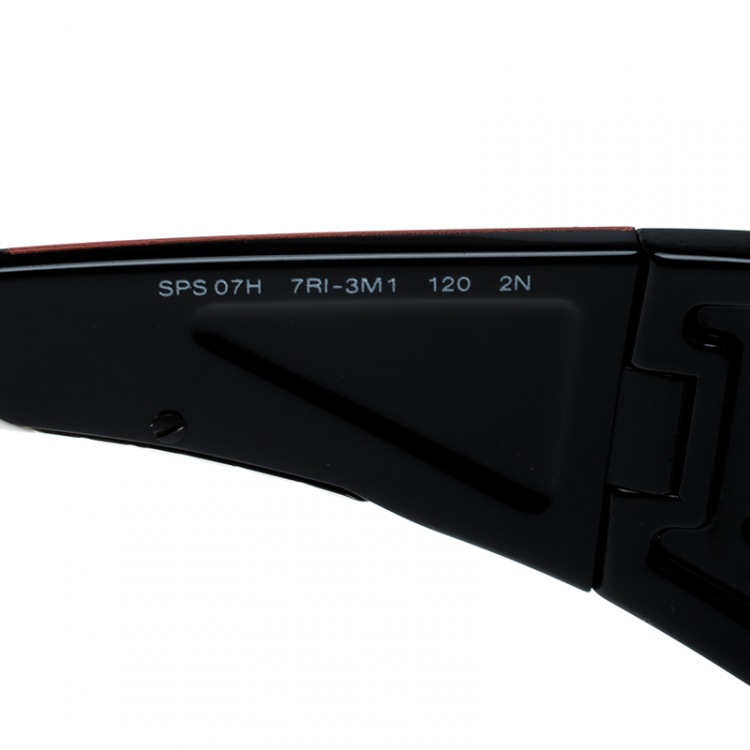 Pre Owned Prada Black/Black Gradient SPS07H Sport Shield Sunglasses 