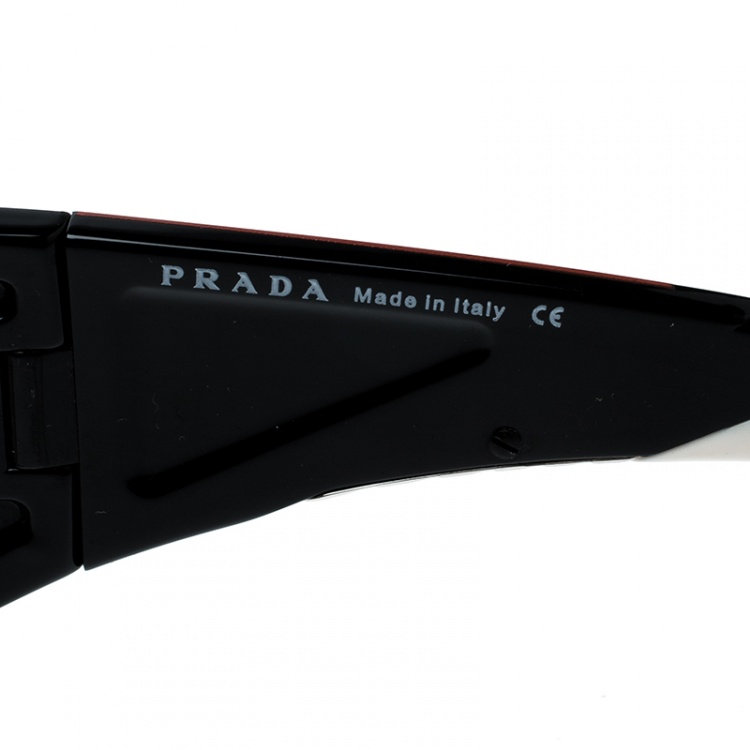 Pre Owned Prada Black/Black Gradient SPS07H Sport Shield Sunglasses 