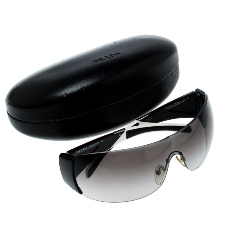 Pre Owned Prada Black/Black Gradient SPS07H Sport Shield Sunglasses 
