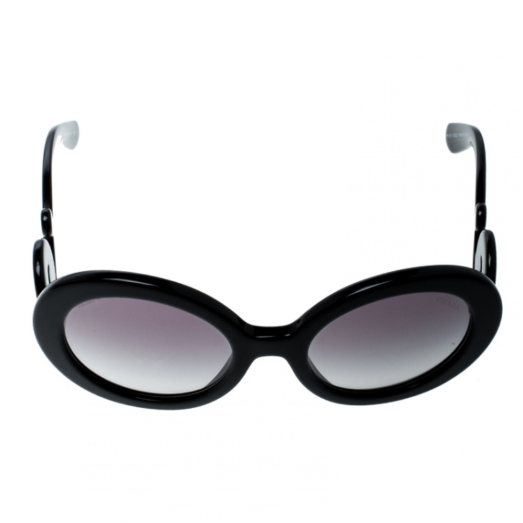 Pre Owned Prada Black/Black Gradient SPR27N Baroque Round Sunglasses