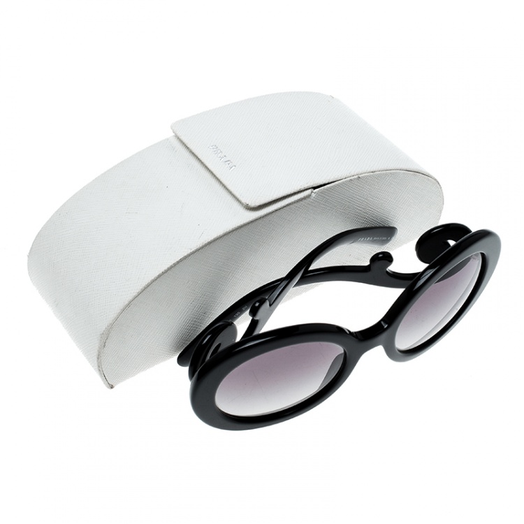 Pre Owned Prada Black/Black Gradient SPR27N Baroque Round Sunglasses
