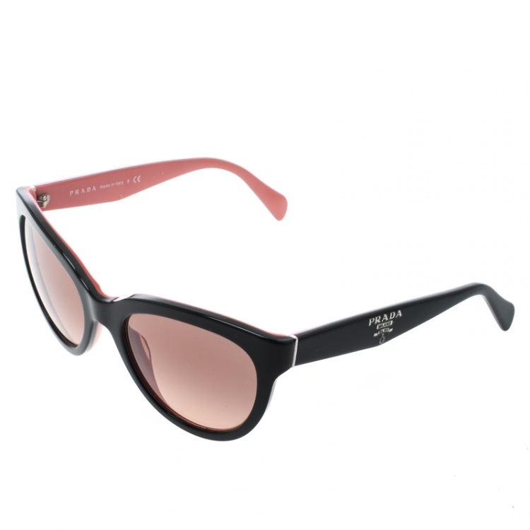 Pre Owned Prada Black/Pink Gradient SPR05P Cat Eye Sunglasses