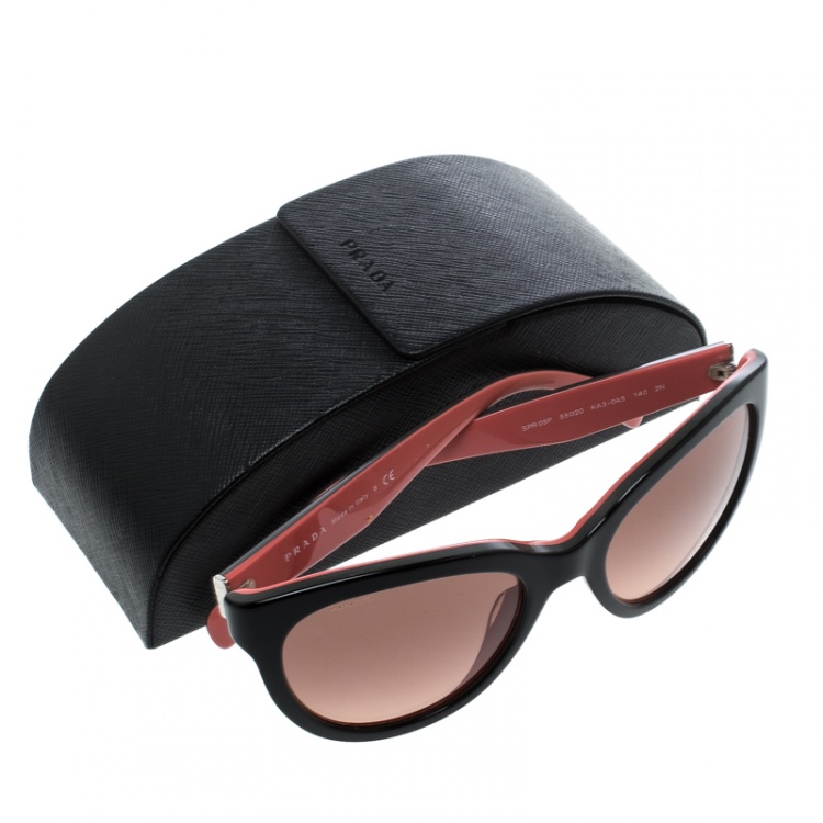 Pre Owned Prada Black/Pink Gradient SPR05P Cat Eye Sunglasses