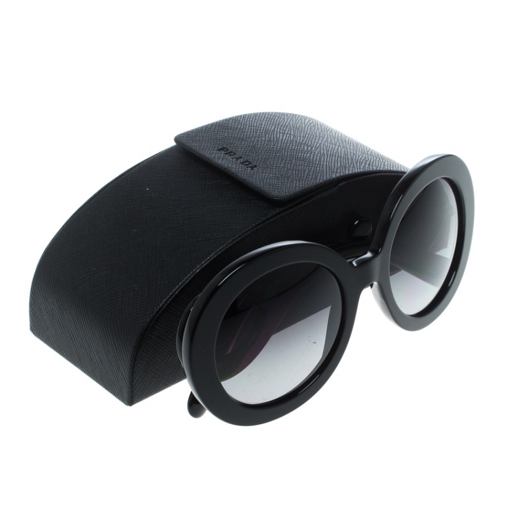 Pre Owned Prada Black/Black Gradient SPR27N Baroque Round Sunglasses