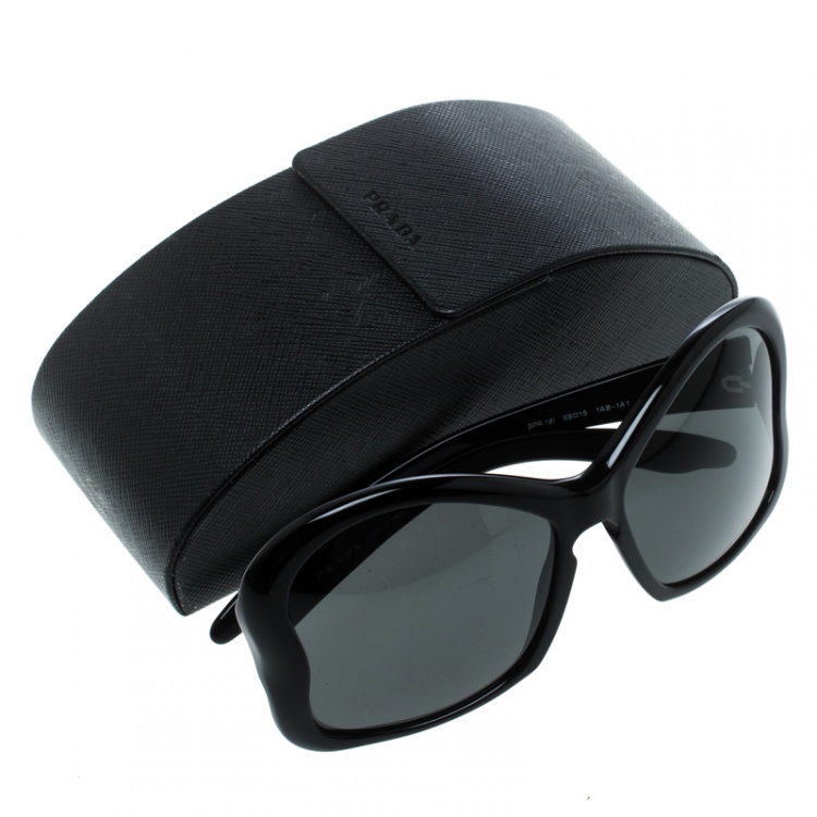 Pre Owned Prada Black SPR18L Butterfly Sunglasses