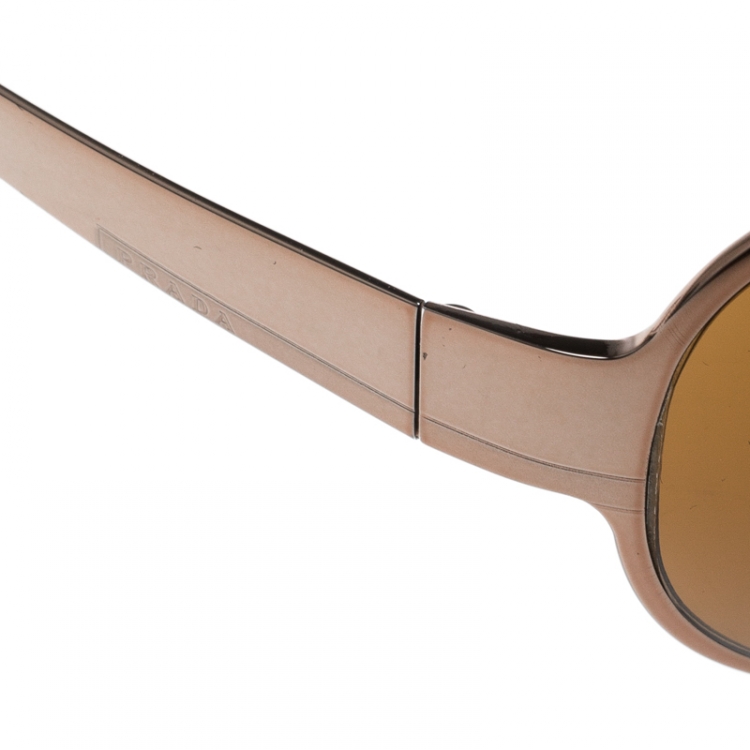 Pre Owned Prada Bronze/Brown SPR55F Aviator Sunglasses