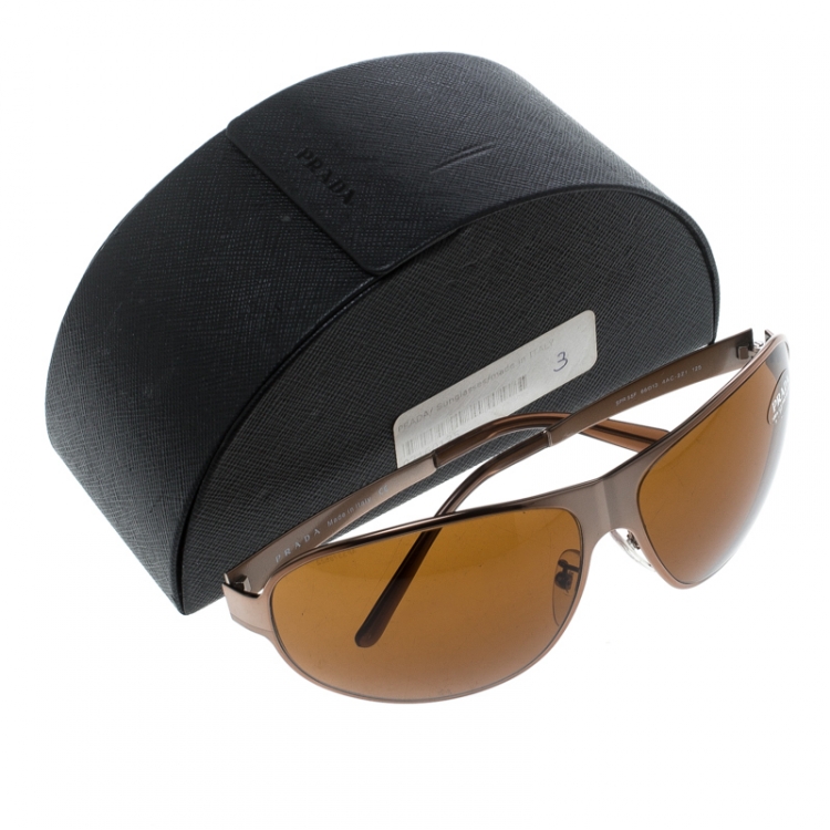 Pre Owned Prada Bronze/Brown SPR55F Aviator Sunglasses