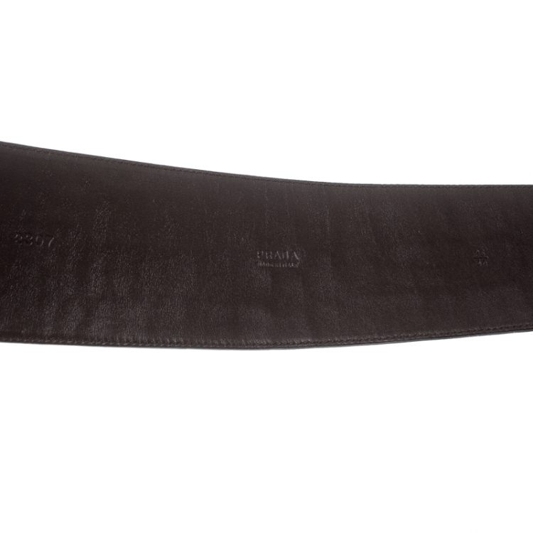 مملوكة مسبقًا Prada Brown Shine Alligator Wide Belt 85cm