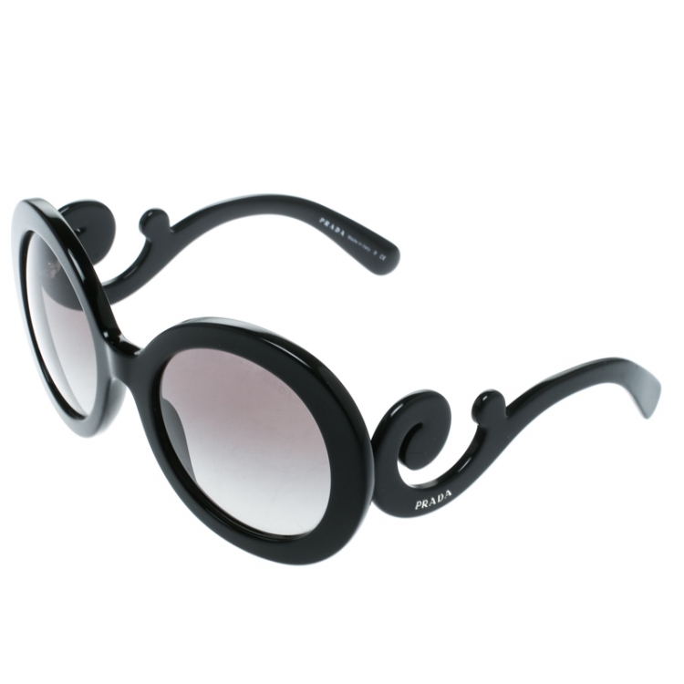 Pre Owned Prada Black/Grey Gradient SPR27N Oversized Round Baroque Sunglasses