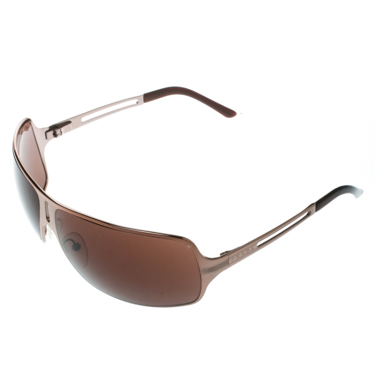 Pre Owned Prada Bronze/Brown SPR54H Oversize Sunglasses