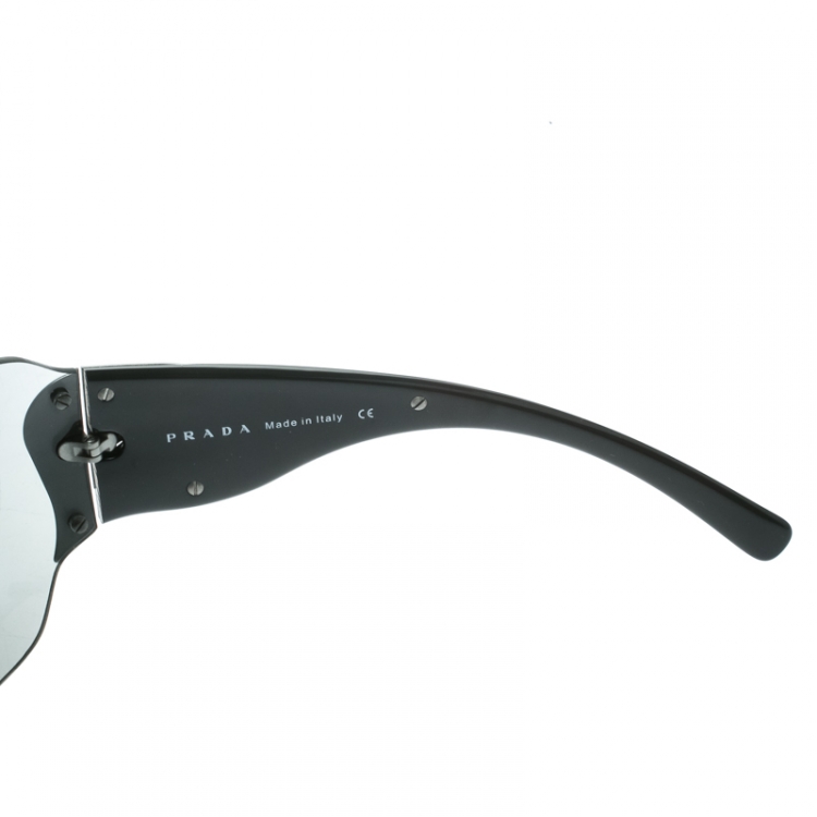 Pre Owned Prada Black SPR51G Shield Sunglasses