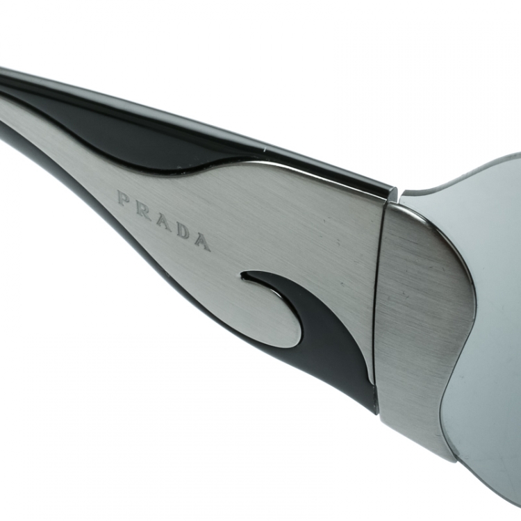 Pre Owned Prada Black SPR51G Shield Sunglasses