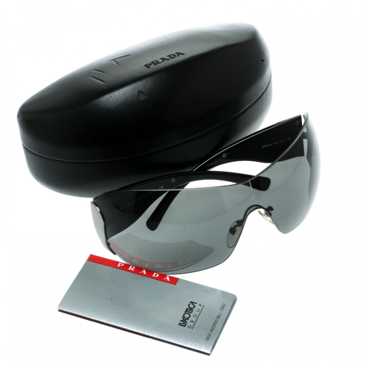 Pre Owned Prada Black SPR51G Shield Sunglasses
