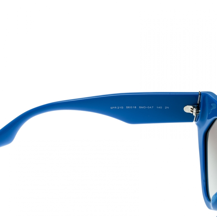 Pre Owned Prada Blue/Grey Gradient SPR 21Q Yellow Crystal Embellished Cat Eye Sunglasses