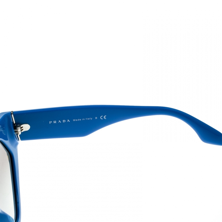 Pre Owned Prada Blue/Grey Gradient SPR 21Q Yellow Crystal Embellished Cat Eye Sunglasses