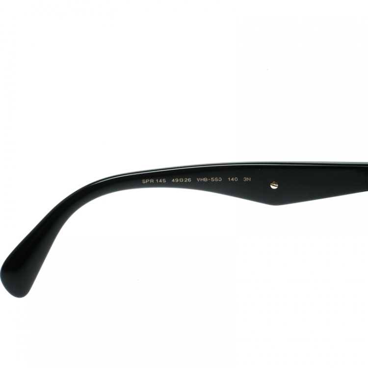 Pre Owned Prada Dark Brown/ Grey Leather Accent SPR14S Geometric Sunglasses