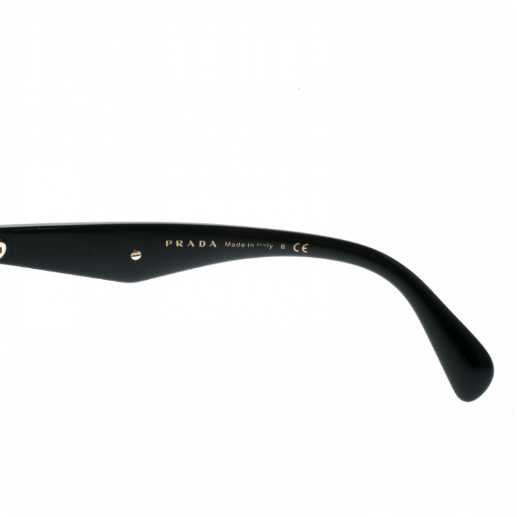 Pre Owned Prada Dark Brown/ Grey Leather Accent SPR14S Geometric Sunglasses