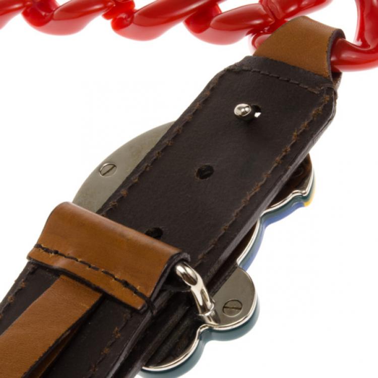 Pre Owned Prada Parrot Buckle Plastic Chain Belt 85 CM