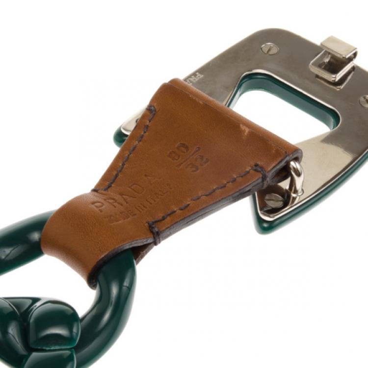 Pre Owned Prada Green Plastic Chain Belt 80 CM