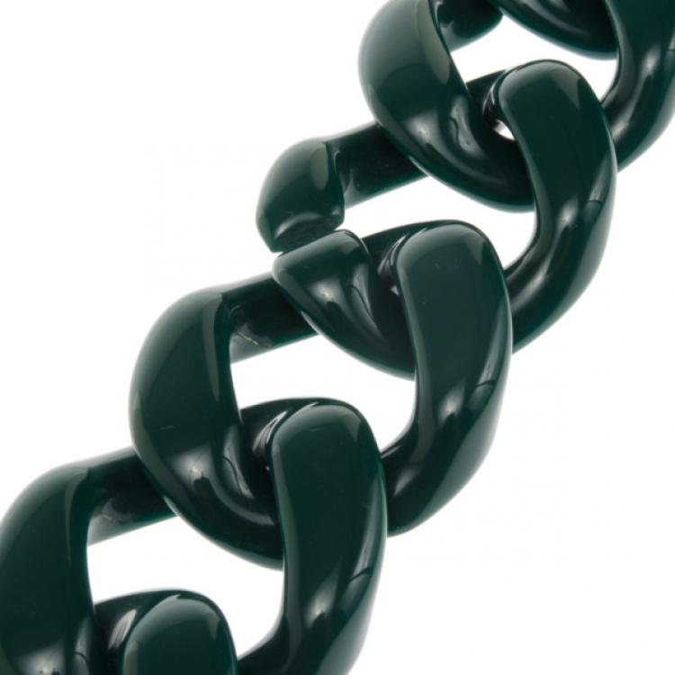 Pre Owned Prada Green Plastic Chain Belt 80 CM