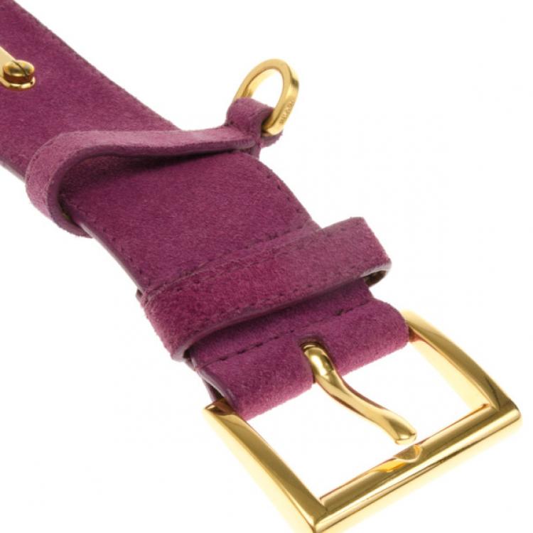 Pre Owned Prada Purple Suede Belt 90 CM