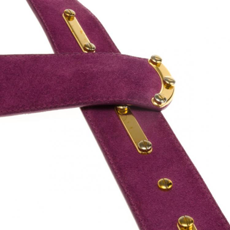 Pre Owned Prada Purple Suede Belt 90 CM