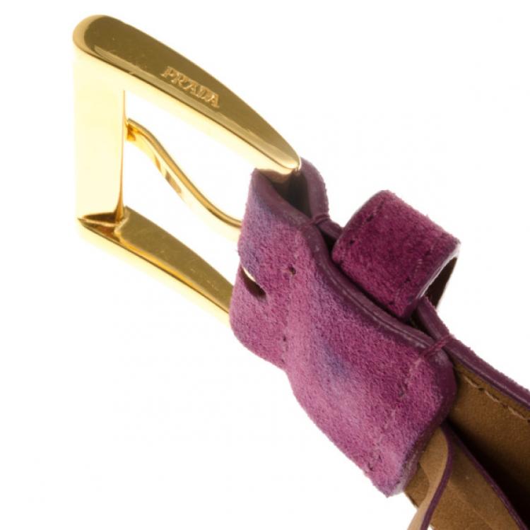 Pre Owned Prada Purple Suede Belt 90 CM