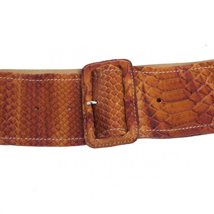 Pre Owned Prada Orange Python Wide Belt 85 CM