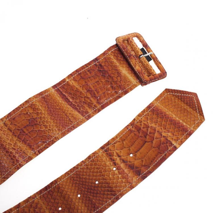 Pre Owned Prada Orange Python Wide Belt 85 CM