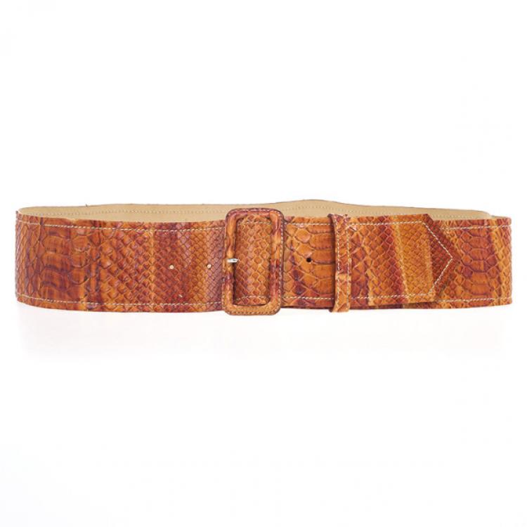 Pre Owned Prada Orange Python Wide Belt 85 CM