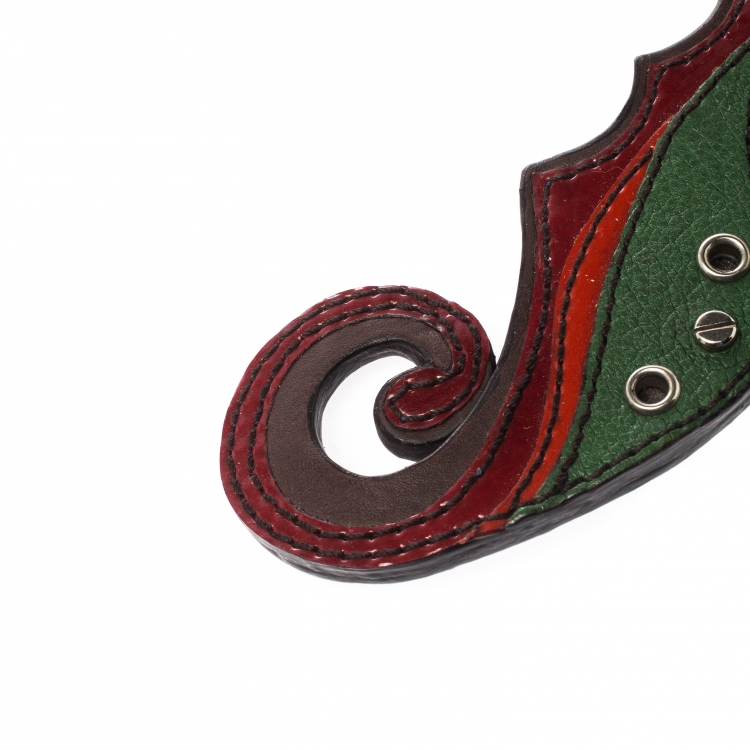 Pre Owned Prada Multicolor Leather Seahorse Pin Brooch