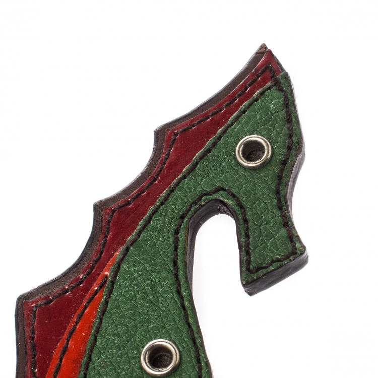 Pre Owned Prada Multicolor Leather Seahorse Pin Brooch