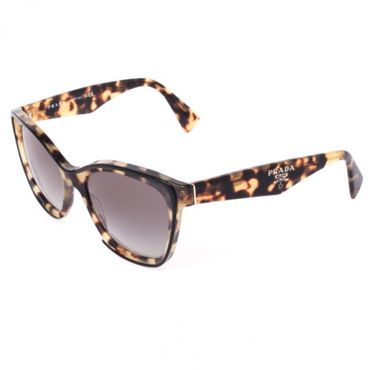 Pre Owned Prada Tortoise Shell Square Cat Eye Women's Sunglasses
