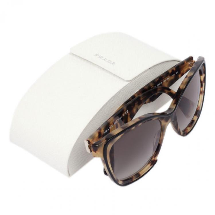 Pre Owned Prada Tortoise Shell Square Cat Eye Women's Sunglasses