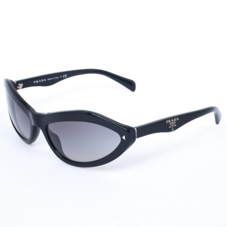 Pre Owned Prada Black Oval Womens Sunglasses