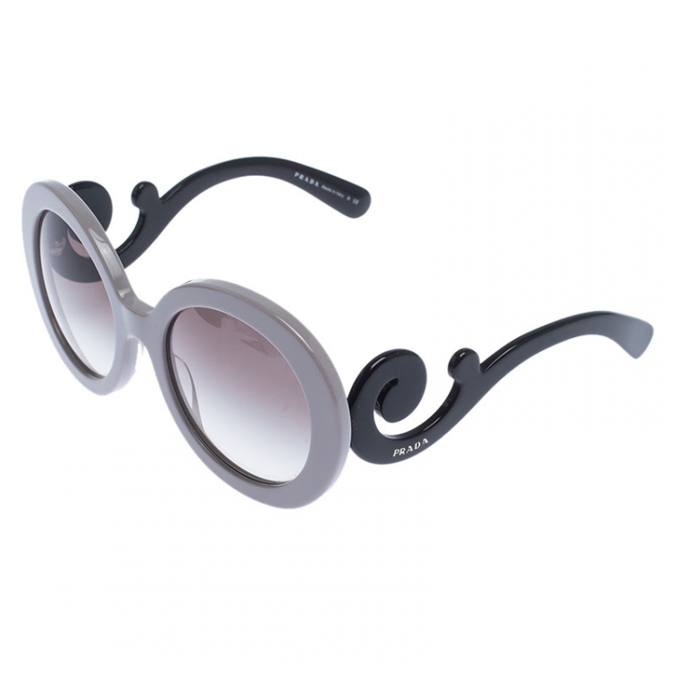 Pre Owned Prada Bicolor/Brown Gradient SPR27N Oversized Round Baroque Sunglasses